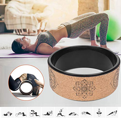 Cryfokt Yoga Wheel, High Density PU Roller for Back Pain Relief - color: Black inner ring