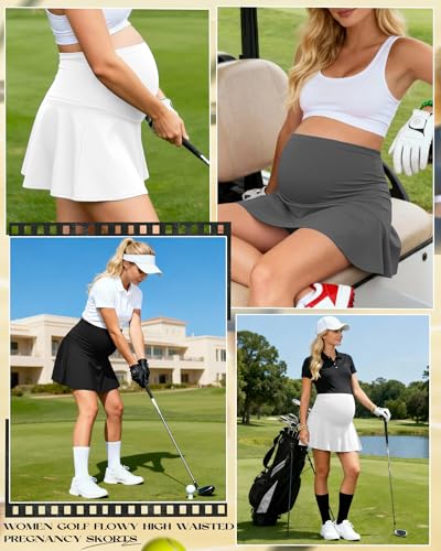 3 Pack Maternity Skirts Tennis Skorts - color: Black, Dark Gray, White, size: Large