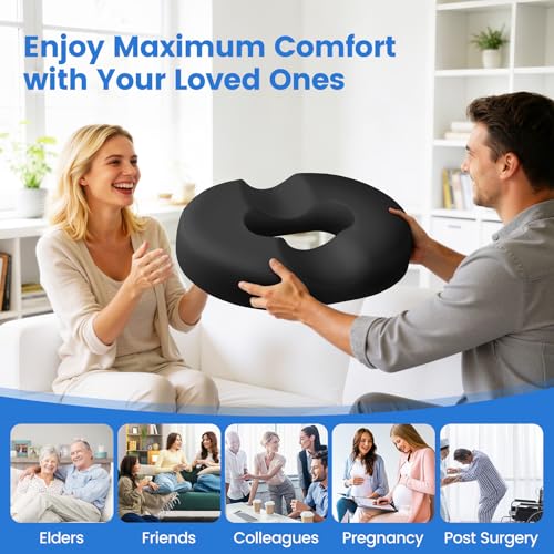 Donut Pillow Cooling Gel Memory Foam Cushion, XXL, Black - color: Black, size: XX-Large