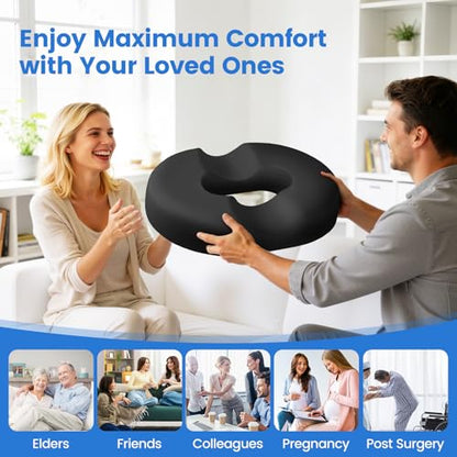 Donut Pillow Cooling Gel Memory Foam Cushion, XXL, Black - color: Black, size: XX-Large