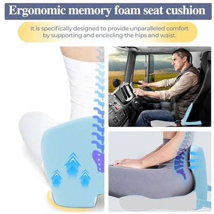 Car Seat Cushion with Lumbar Support Pillow, Seat Cushion for Driving - color: Blue