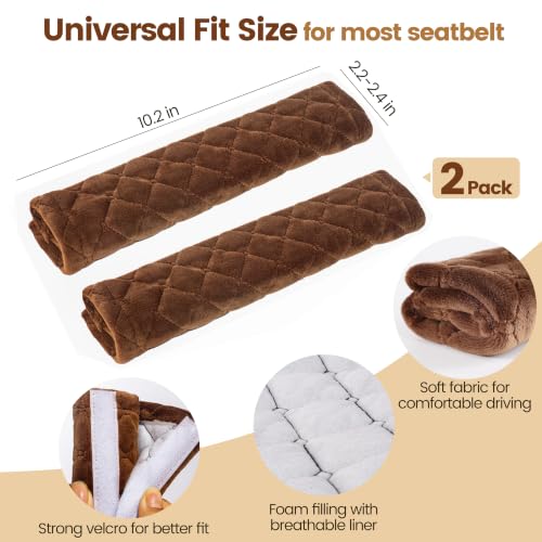 Amooca 2 Pack Seat Belt Covers Soft Shoulder Pad for Cars & Backpack - color: Brown