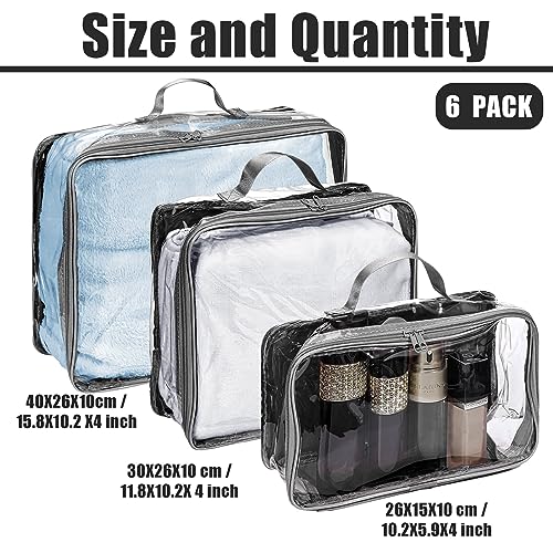 Hillban 6 Pcs Large Clear Packing Cubes for Travel, 3 Sizes PVC Bags, Gray - color: Gray