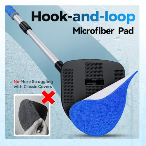 XINDELL Inside Windshield Cleaner Tool, 20.8–29.9 Inch Extendable Car Window Cleaning Kit with 360° Rotating Head, 5 Reusable Press-On Pads and Spray Bottle for SUV and Truck - color: Blue