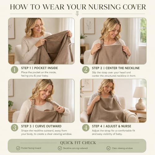 Premium Muslin Nursing Cover for Breastfeeding Privacy & Comfort - color: Beige