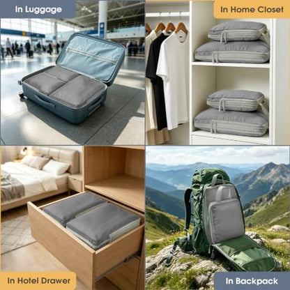 8-Set Compression Packing Cubes for Travel - color: Dark Gray