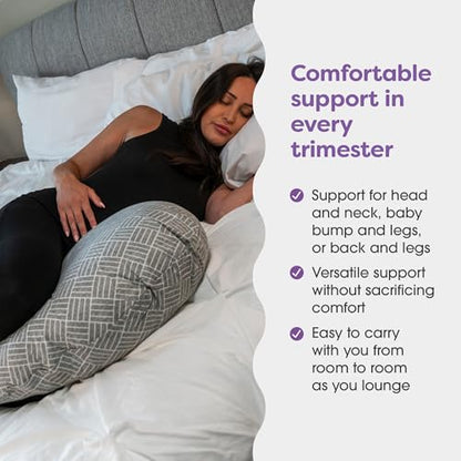 Boppy Cuddle Pregnancy Pillow, Compact Maternity Support for Side Sleepers - color: Gray Basket Weave