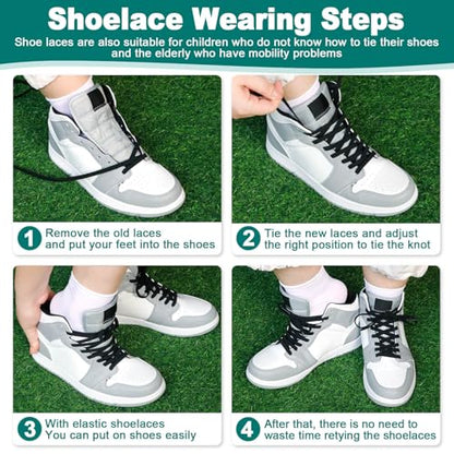 DELELE Flat Elastic Shoe Laces: Stretch Shoelaces for Sneakers 2 Pairs - color: 01 White, size: 43 Inch (110cm)