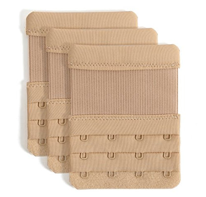 Women's Bra Extenders 4 Hook / 3 Hook / 5 Hook / 2 Hook Soft Comfortable Stretchy Bra Extension Strap - color: Beige, 3/4 Inch Spacing