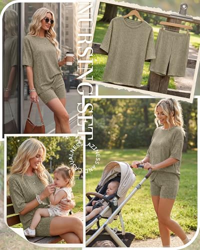 Women's Nursing 2 Piece Outfit Set - color: Khaki, size: Medium