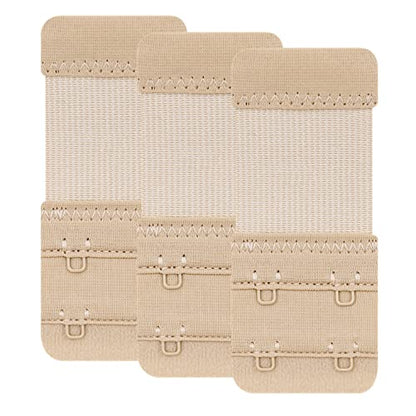 Women's Bra Extenders 4 Hook / 3 Hook / 5 Hook / 2 Hook Soft Comfortable Stretchy Bra Extension Strap - color: Beige, 2 Hook 3/4 Inch