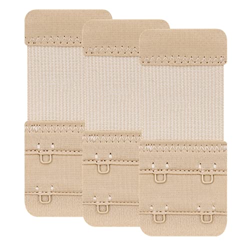 Women's Bra Extenders 4 Hook / 3 Hook / 5 Hook / 2 Hook Soft Comfortable Stretchy Bra Extension Strap - color: Beige, 2 Hook 3/4 Inch