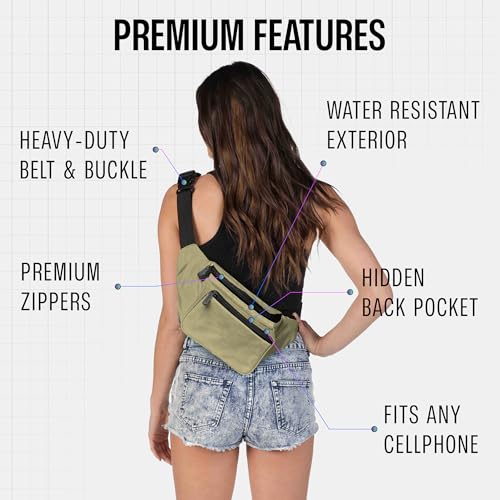 SoJourner Waterproof Fanny Pack, Olive Green - color: Olive Green