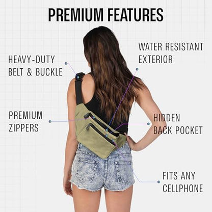 SoJourner Waterproof Fanny Pack, Olive Green - color: Olive Green