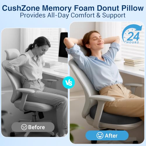 Donut Pillow Seat Cushion, Office Chair Cushion, Gray, Large - color: Grey, size: Large