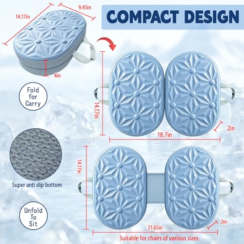 Foldable Cooling Gel Memory Foam Seat Cushion for Outdoor & Stadium Use - color: Gray Leather