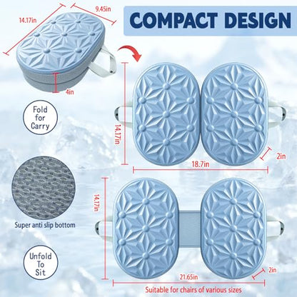 Foldable Cooling Gel Memory Foam Seat Cushion for Outdoor & Stadium Use - color: Gray Leather