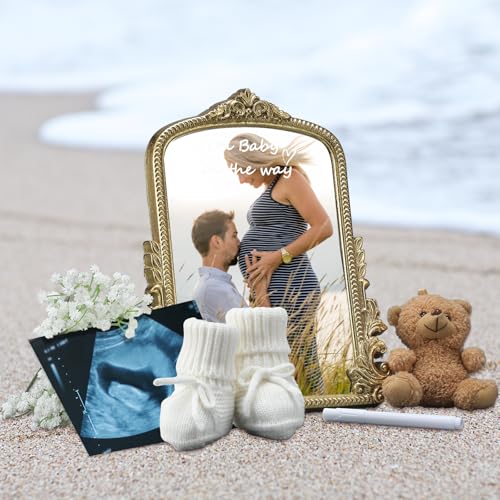 Pregnancy Announcement Mirror Set Newborn Shoes Flower Bear Pen