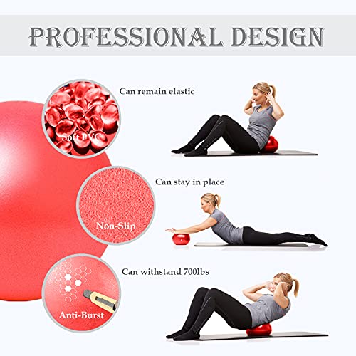 Soft Pilates Yoga Ball, Small Exercise Ball, Mini Rubber Workout Equipment - color: Red