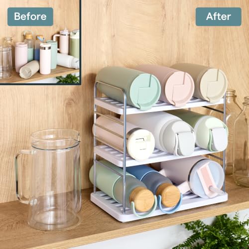 YouCopia UpSpace 9 Water Bottle Organizer, Adjustable Tumbler Cabinet Rack - size: 9 Bottle Premium