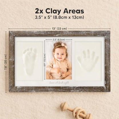KeaBabies Baby Hand and Footprint Kit, Clay Keepsake Frame (Barnwood) - color: Barnwood, size: Duo Frame, 13" x 7.8"