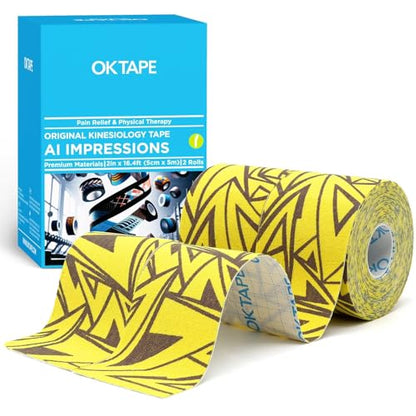 OK TAPE Kinesiology Tape Hypoallergenic Uncut 2 Rolls, 2inx16.4ft - color: Lightning