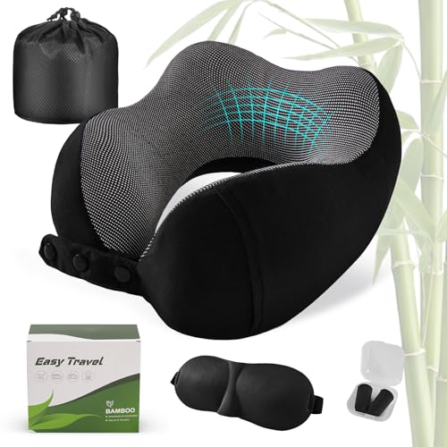 Cirorld Neck Pillow for Traveling, Travel Pillows for Airplanes Pure Black - color: Pure Black
