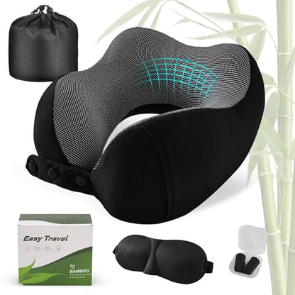 Cirorld Neck Pillow for Traveling, Travel Pillows for Airplanes Pure Black - color: Pure Black