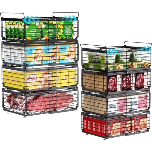 iSPECLE Freezer Organizer Bins - Adjustable Fits Chest Freezers 10-20 Cu Ft - style: 8 Pack Black