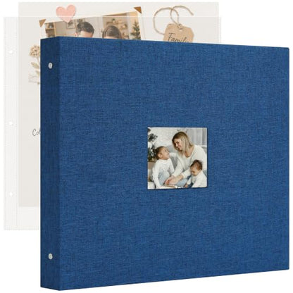 12"x12" DIY Scrapbook Photo Album with 80 Pages 40 Plastic Sleeves Navy - color: Navy