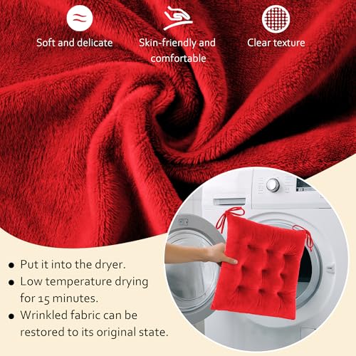 ELFJOY Rocking Chair Cushions Tufted High Back and Seat Cushion Red - color: Red