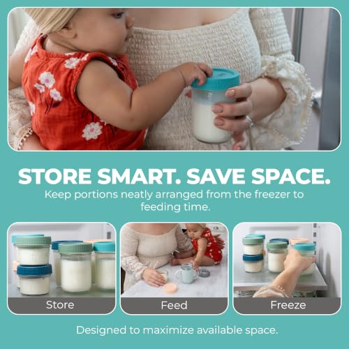 Mason Bottle Glass Breastmilk Storage Jar Set with Lids, 8-Pack, 4oz & 8oz - size: Mixed Jar Set (8 pack)