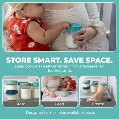 Mason Bottle Glass Breastmilk Storage Jar Set with Lids, 8-Pack, 4oz & 8oz - size: Mixed Jar Set (8 pack)