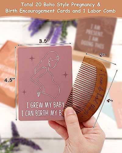 Levfla Pregnancy and Birth Affirmation Cards Wooden Engraved Labor Comb - size: Affirmation Cards & Comb