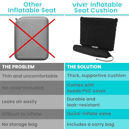 Vive Inflatable Seat Cushion - Portable Pad for Stadiums, Bleachers