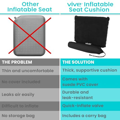 Vive Inflatable Seat Cushion - Portable Pad for Stadiums, Bleachers