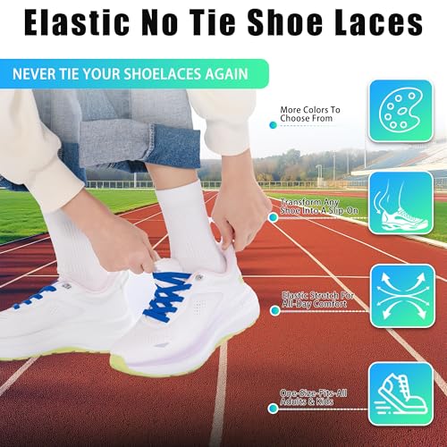 Elastic No Tie Shoe Laces for Kids and Adults Sneakers, Stretch Flat Tieless Shoelaces - color: Dark Grey