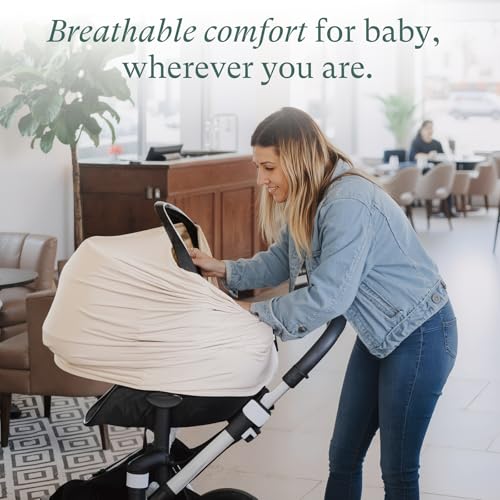 PurComfy 4-in-1 Baby Car Seat Cover, Supersoft Bamboo Viscose Nursing Cover - color: Forest