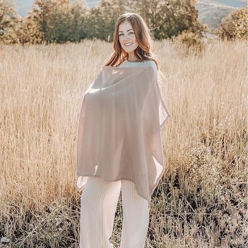 Konssy Muslin Nursing Cover Up for Breastfeeding with Rigid Hoop - color: Taupe
