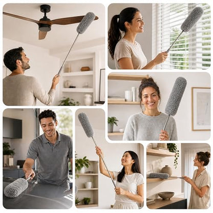 Gütewerk Cobweb Duster with 100" Extension Pole, 360° Bendable, Green - color: Gray, size: up to 100 inch