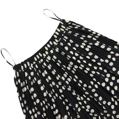 OBBUE Women's Chiffon Pleated Skirt A-line Skirts - color: Black Dot, size: Large