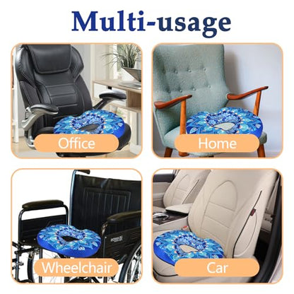Donut Pillow for Hemorrhoids Seat Cushion for Tailbone Pain Relief - color: Mandala Blue