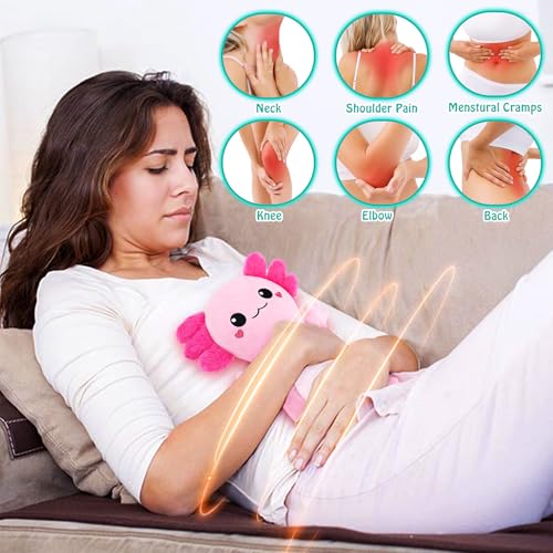 Pink Axolotl Microwave Heating Pad for Cramps Period & Pain Relief - style: Pink Axolotl