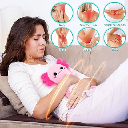 Pink Axolotl Microwave Heating Pad for Cramps Period & Pain Relief - style: Pink Axolotl