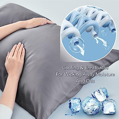 BEDELITE Cooling Pillow Cases for Hot Sleepers & Night Sweats, Rayon Derived from Bamboo, Grey Pillow Cases Queen Size Set of 4, Breathable and Silky Soft Envelope Pillowcases (20"x30") - color: Grey, size: 4 Pack Queen（20"X 30"）