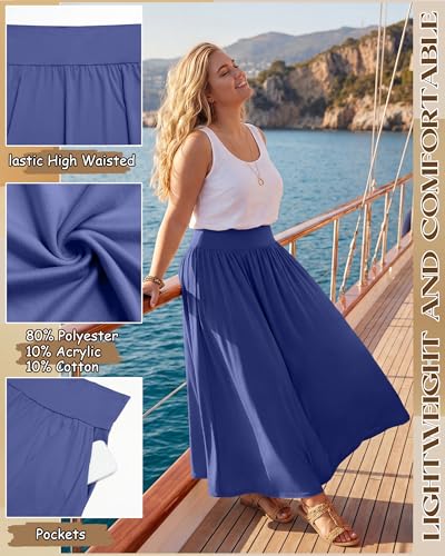 3 Pack Women's Plus Size Maxi Skirts - color: Black, Coffee, Haze Blue, size: XX-Large