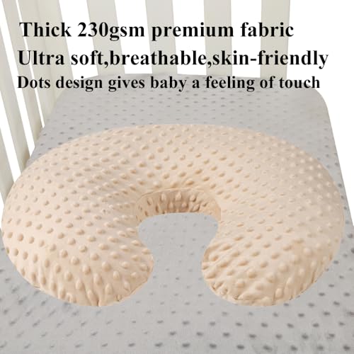 Dot Nursing Pillow Cover Set 2 Pack Compatible with Boppy Pillow - color: Light Coffee & Bear