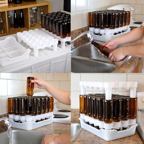 24-Bottle Wine Bottle Drying Rack | Stackable | White - Tray not included - size: 24 Bottle Rack