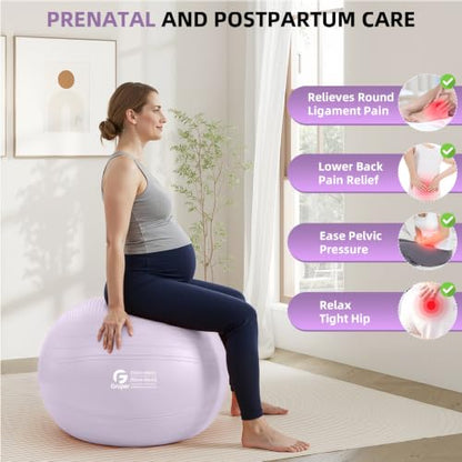 Gruper Yoga Ball, Extra Thick Non Slip Exercise Ball, 4 Sizes - color: Lavender, size: 30 Inch (75cm),xl