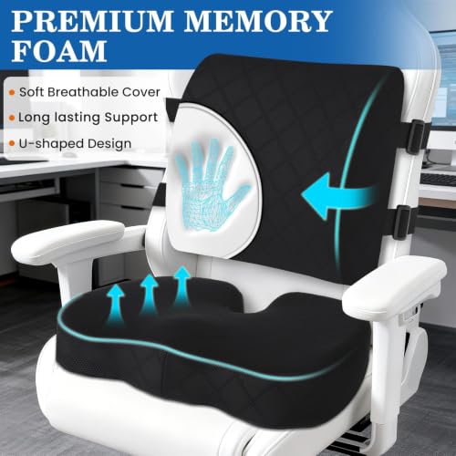 Back&Seat Cushion, Chair Cushions, Lumbar Back Support Pillow, Black/Large - color: Black, size: Large
